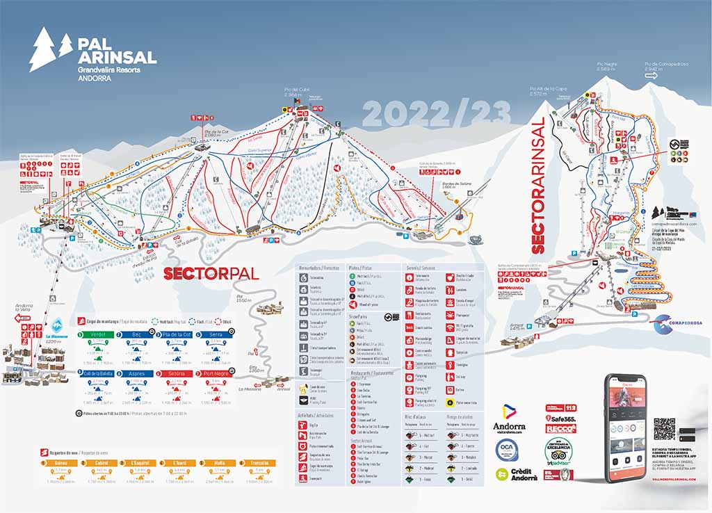 Карта горнолыжных курортов Андорры